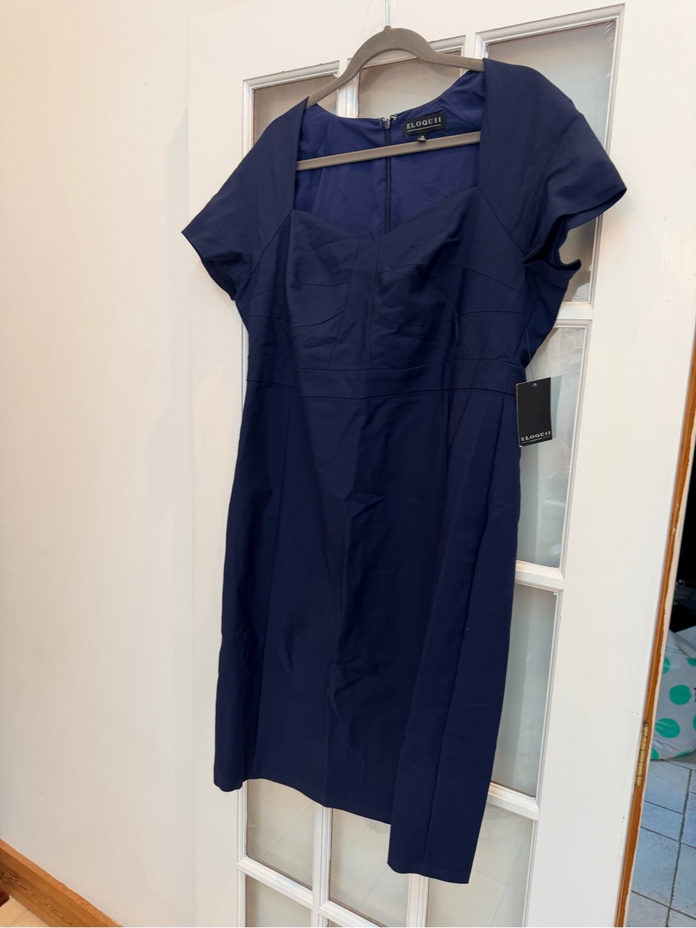 Eloquii Classic Chic Timeless Stretch Fitted Navy Sheath Dress Plus Size 18 NWT - Picture 4 of 10